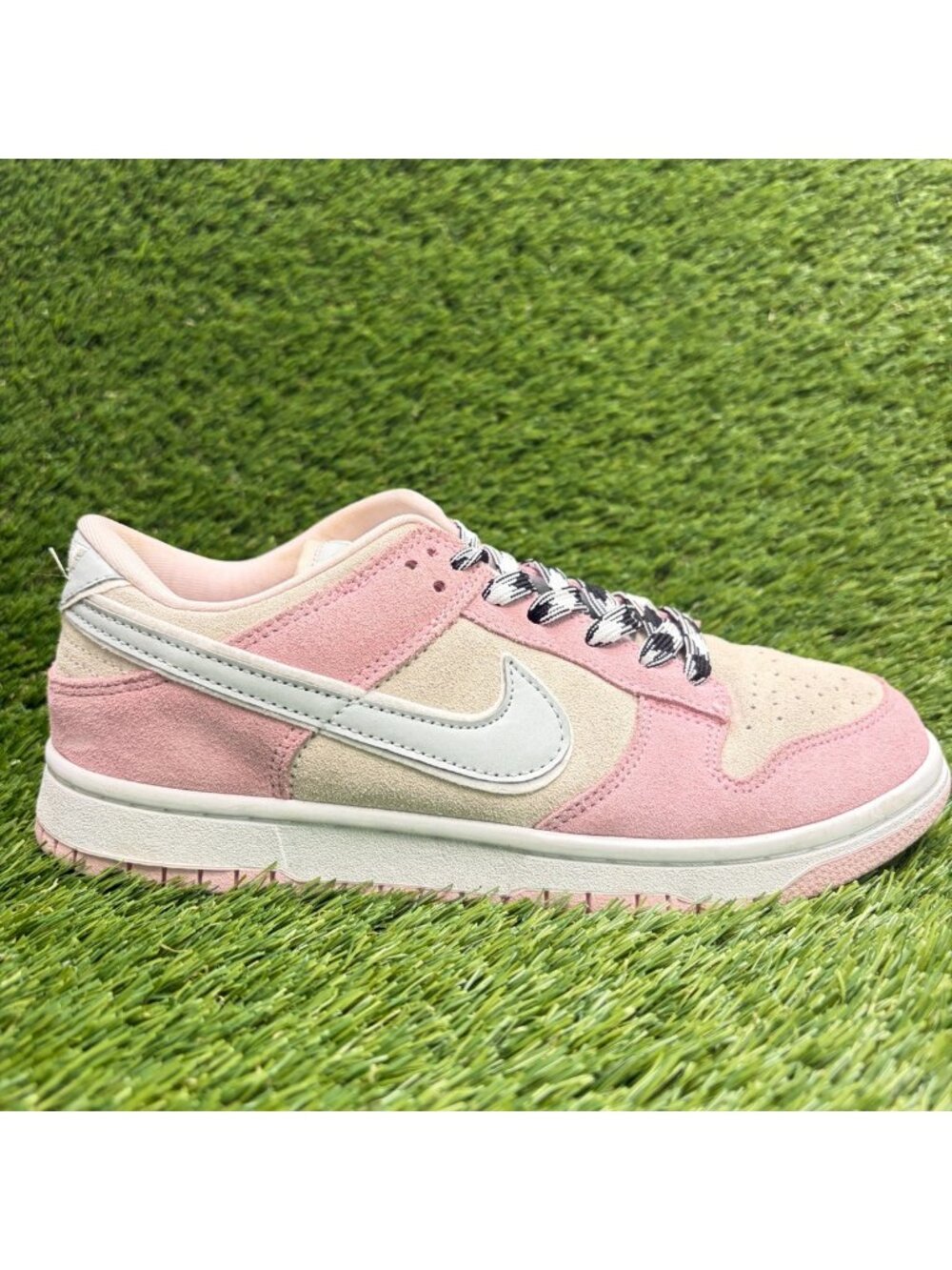 Nike Dunk Low LX Womens Size 8 Pink Beige Athletic Suede Walking Shoes Sneakers